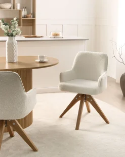 Sæt med 2 spisebordsstole SYLVANIA Boucle Cremehvid