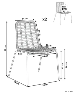 Sæt med 2 spisebordsstole TAOS Rattan Sort