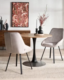 Sæt med 2 spisebordsstole TERLTON Velour Lys Beige