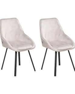 Sæt med 2 spisebordsstole TERLTON Velour Lys Beige