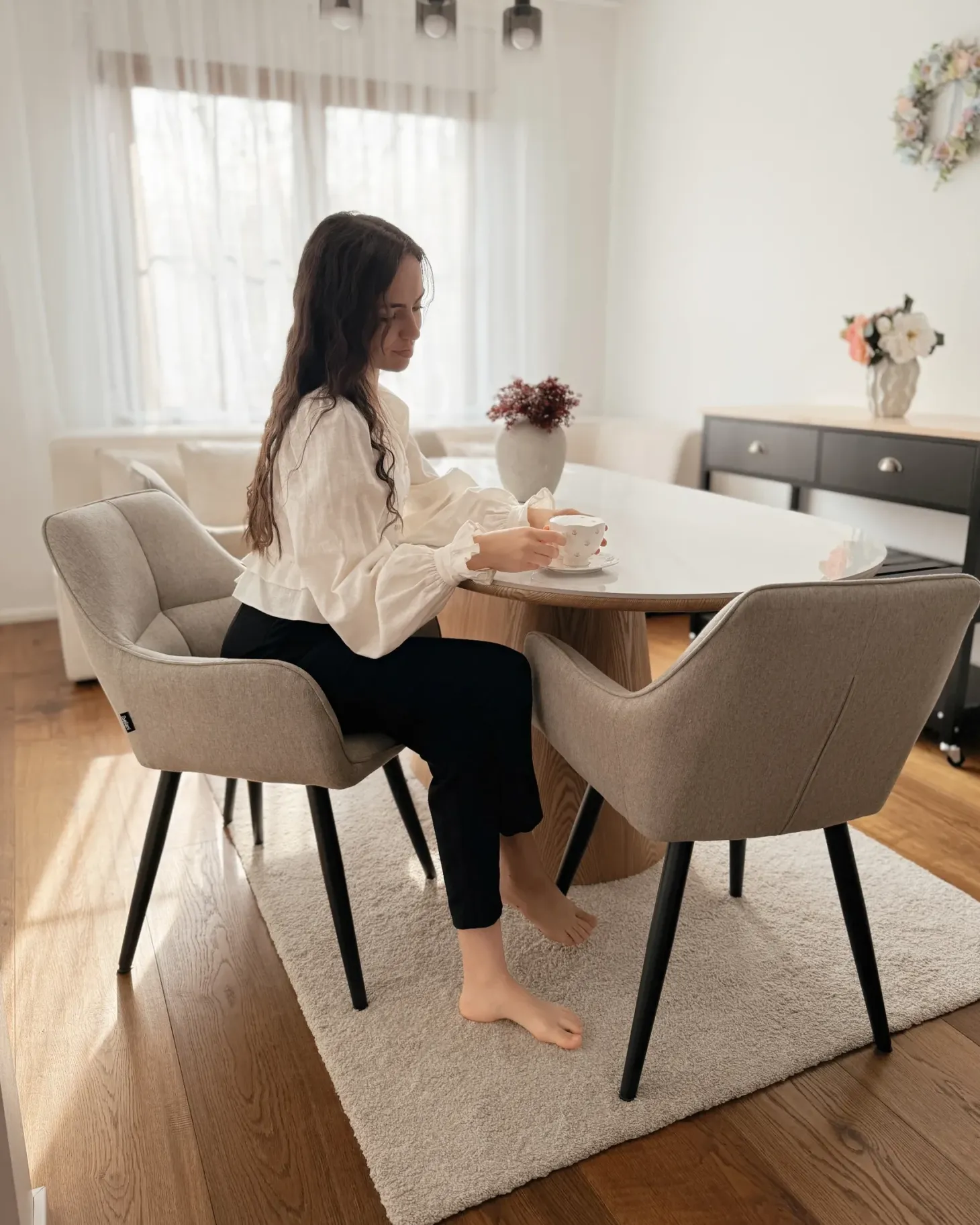 Sæt med 2 spisebordsstole TIRANO Kunstlinned Beige