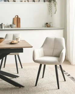 Sæt med 2 spisebordsstole TIRANO Kunstlinned Lys Beige