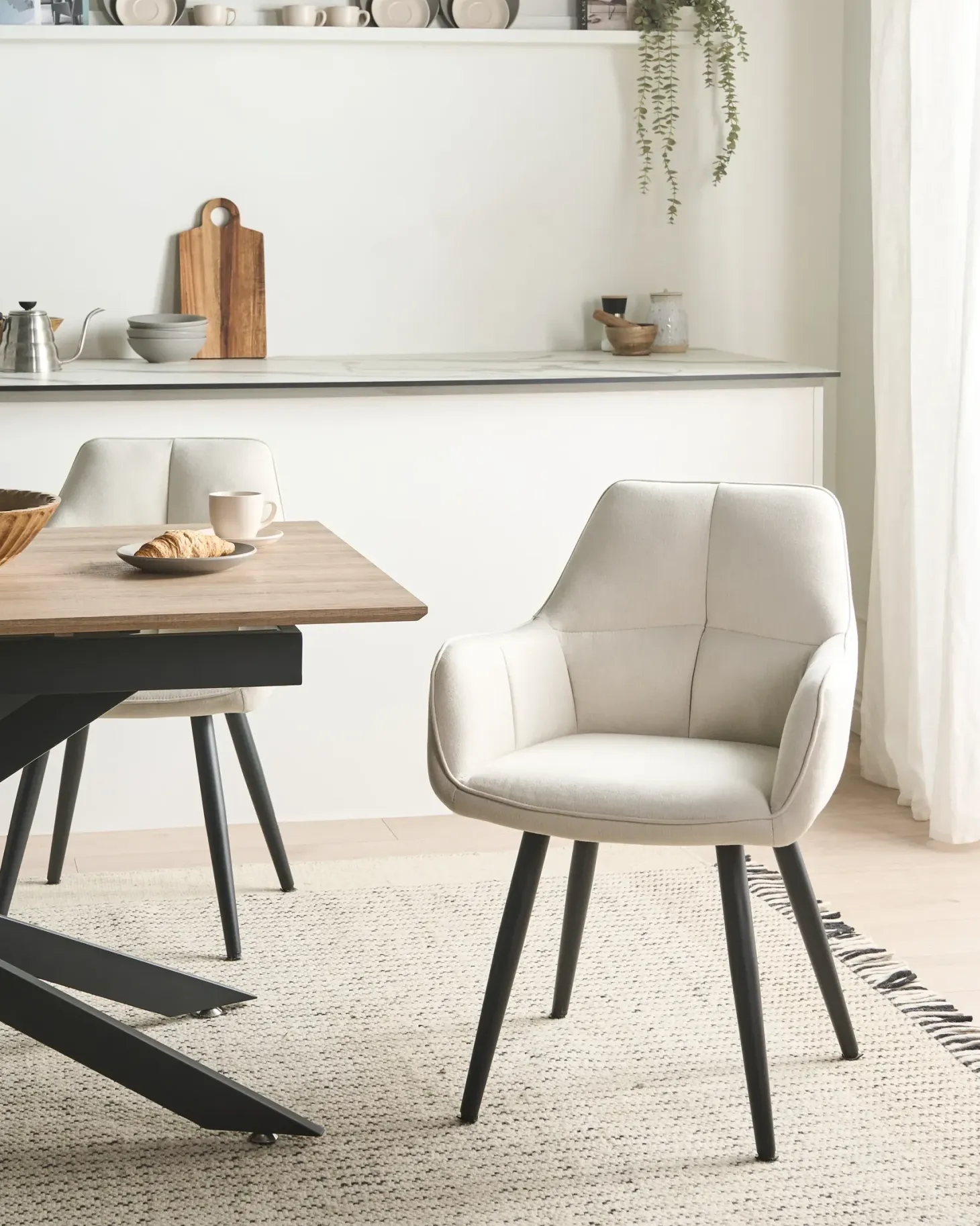 Sæt med 2 spisebordsstole TIRANO Kunstlinned Lys Beige