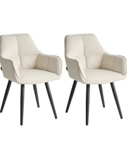 Sæt med 2 spisebordsstole TIRANO Kunstlinned Lys Beige