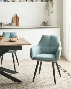 Sæt med 2 spisebordsstole TIRANO Kunstlinned Himmelblå