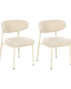 Sæt med 2 spisebordsstole UNITY Boucle Lys Beige