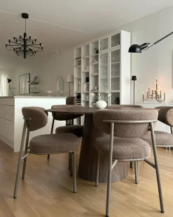 Sæt med 2 spisebordsstole UNITY Boucle Brungrå
