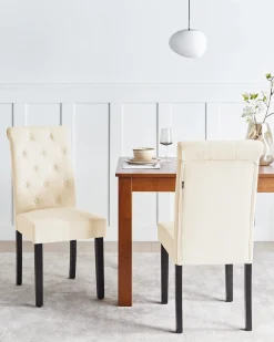 Sæt med 2 spisebordsstole VELVA Lys Beige