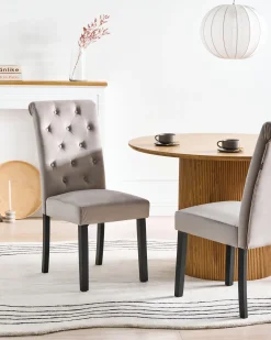 Sæt med 2 spisebordsstole VELVA Velour Grå