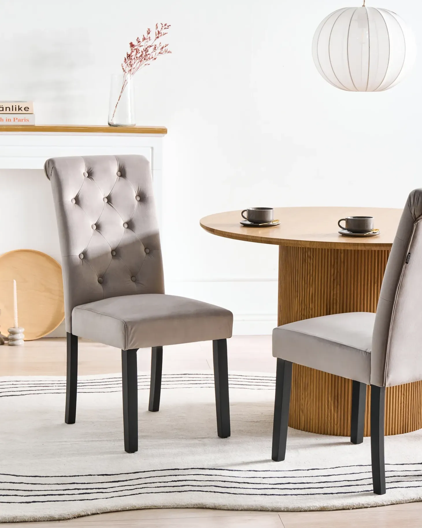 Sæt med 2 spisebordsstole VELVA Velour Grå