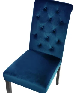 Sæt med 2 spisebordsstole VELVA Velour Mørkeblå