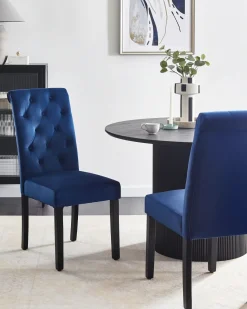 Sæt med 2 spisebordsstole VELVA Velour Mørkeblå