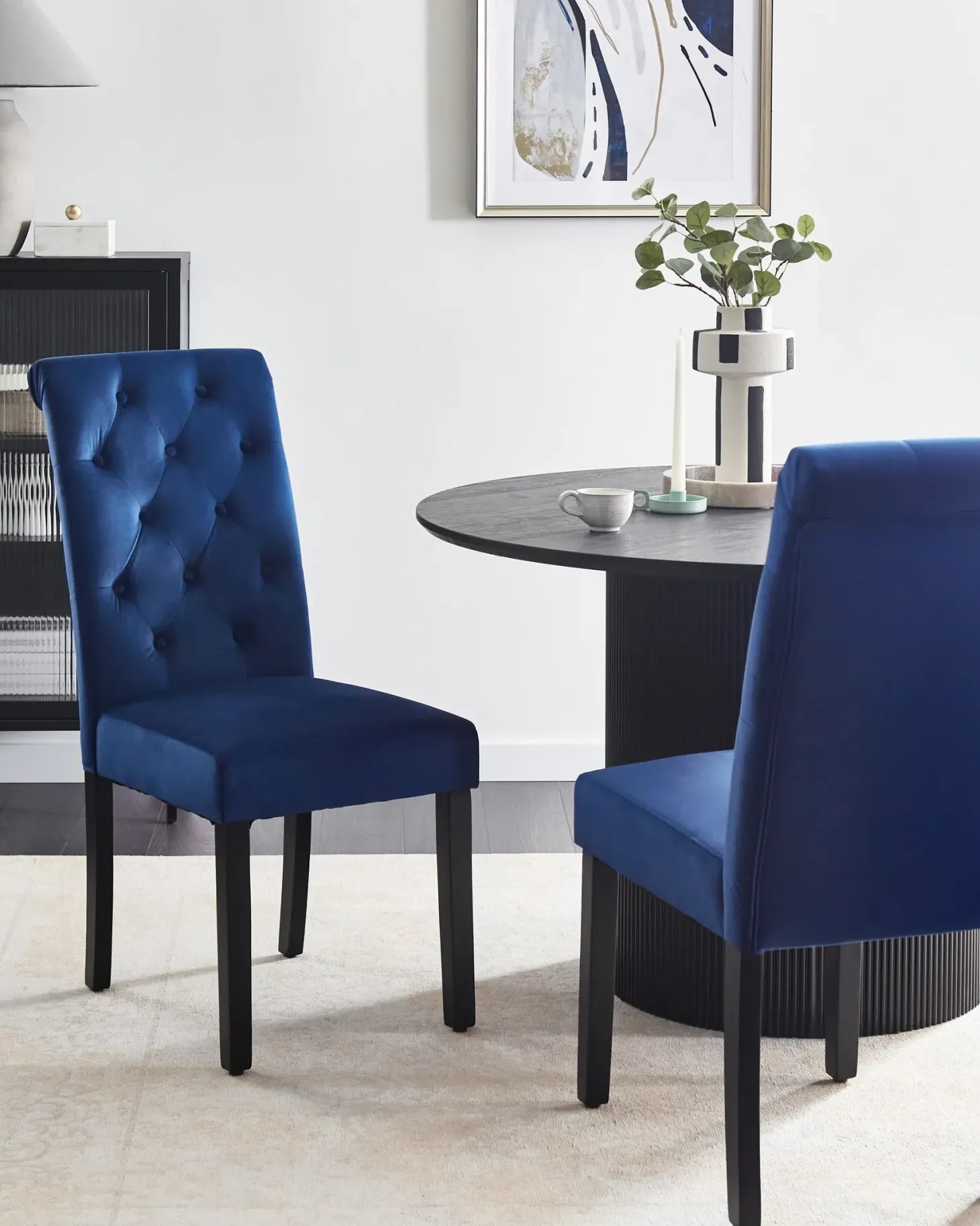 Sæt med 2 spisebordsstole VELVA Velour Mørkeblå
