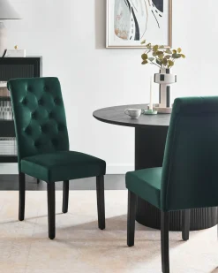 Sæt med 2 spisebordsstole VELVA Velour Mørkegrøn