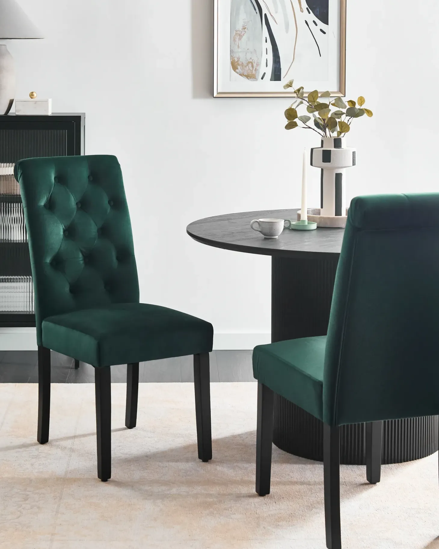 Sæt med 2 spisebordsstole VELVA Velour Mørkegrøn