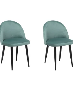 Sæt med 2 spisebordsstole VISALIA Velour Mintgrøn