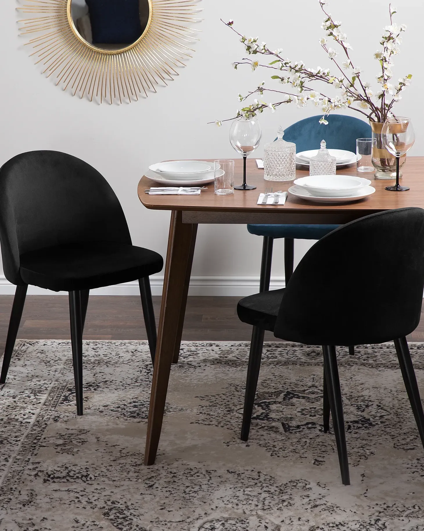 Sæt med 2 spisebordsstole VISALIA Velour Sort