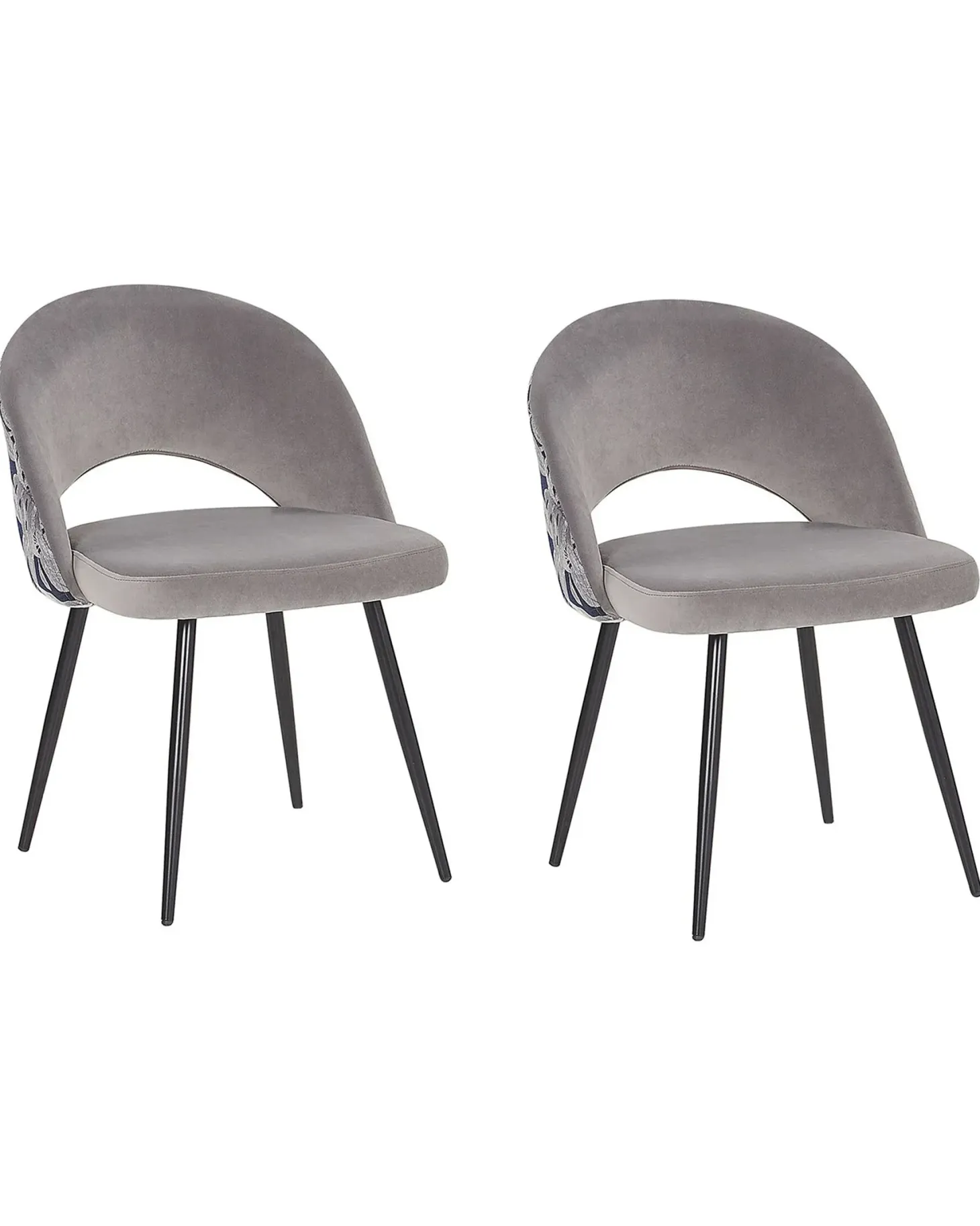 Sæt med 2 spisebordsstole VIVIAN Velour Grå