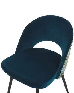 Sæt med 2 spisebordsstole VIVIAN Velour Søblå