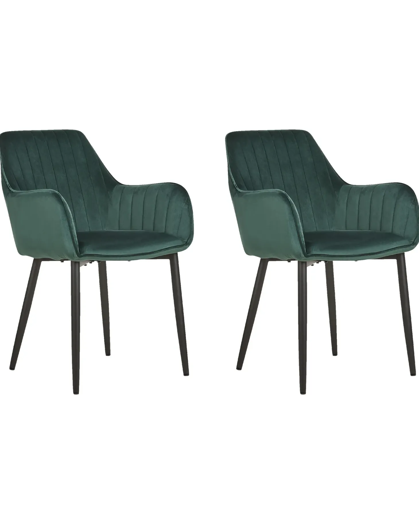 Sæt med 2 spisebordsstole WELLSTON Velour Mørkegrøn