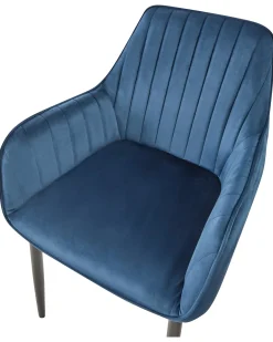 Sæt med 2 spisebordsstole WELLSTON Velour Mørkeblå