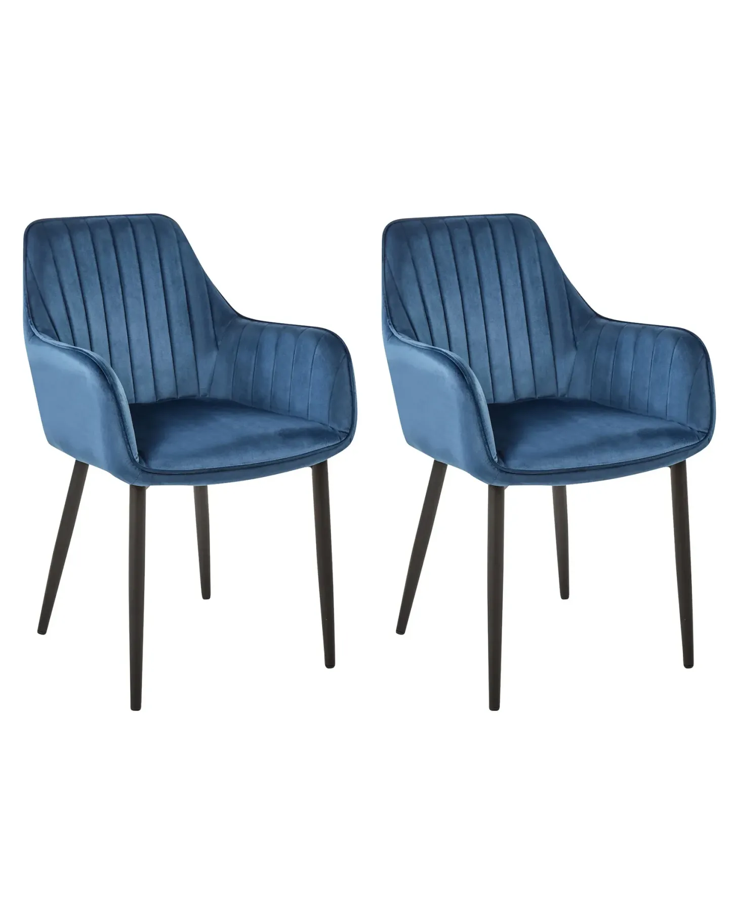 Sæt med 2 spisebordsstole WELLSTON Velour Mørkeblå