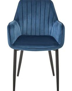 Sæt med 2 spisebordsstole WELLSTON Velour Mørkeblå