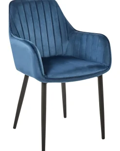 Sæt med 2 spisebordsstole WELLSTON Velour Mørkeblå