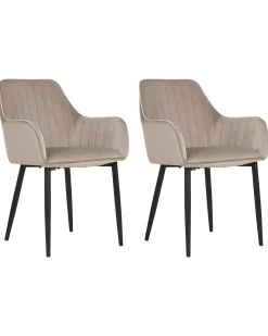 Sæt med 2 spisebordsstole WELLSTON Velour Brungrå