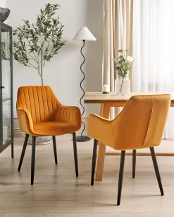 Sæt med 2 spisebordsstole WELLSTON Velour Orange