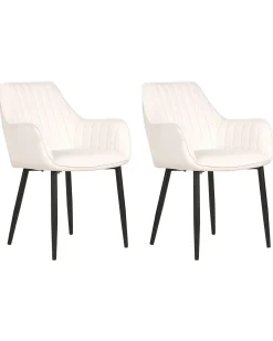 Sæt med 2 spisebordsstole WELLSTON Velour Cremehvid