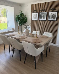Sæt med 2 spisebordsstole WELLSTON Velour Cremehvid