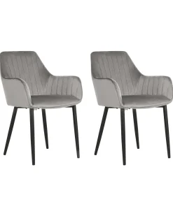 Sæt med 2 spisebordsstole WELLSTON Velour Mørkegrå