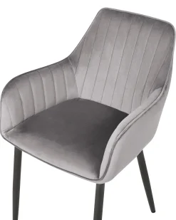 Sæt med 2 spisebordsstole WELLSTON Velour Mørkegrå