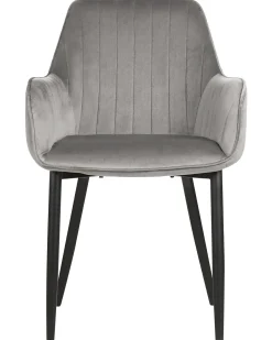 Sæt med 2 spisebordsstole WELLSTON Velour Mørkegrå