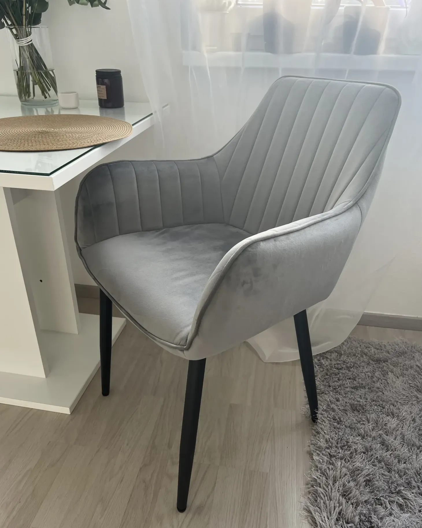 Sæt med 2 spisebordsstole WELLSTON Velour Mørkegrå