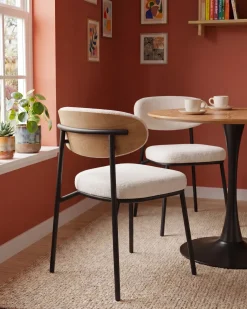 Sæt med 2 spisebordsstole WINTON Boucle Cremehvid
