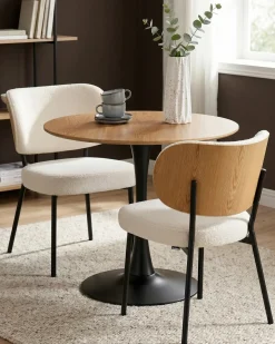 Sæt med 2 spisebordsstole WONDER Boucle Cremehvid