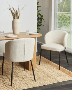 Sæt med 2 spisebordsstole ZANA Boucle Lys Beige