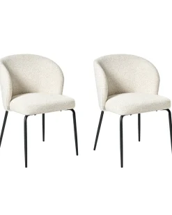 Sæt med 2 spisebordsstole ZANA Boucle Lys Beige