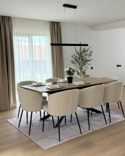 Sæt med 2 spisebordsstole ZANA Boucle Lys Beige