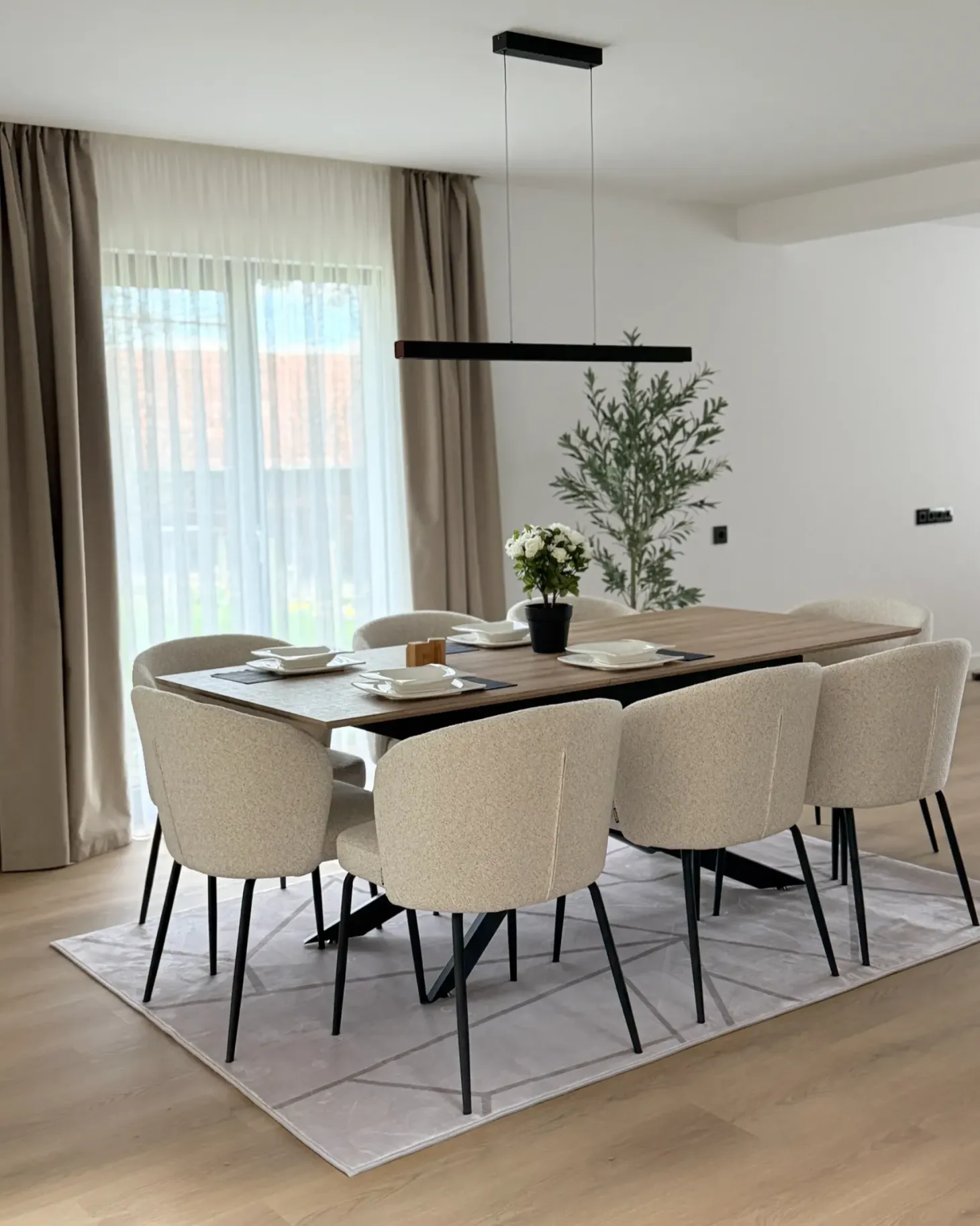 Sæt med 2 spisebordsstole ZANA Boucle Lys Beige