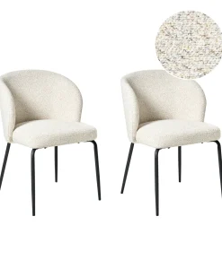 Sæt med 2 spisebordsstole ZANA Boucle Lys Beige