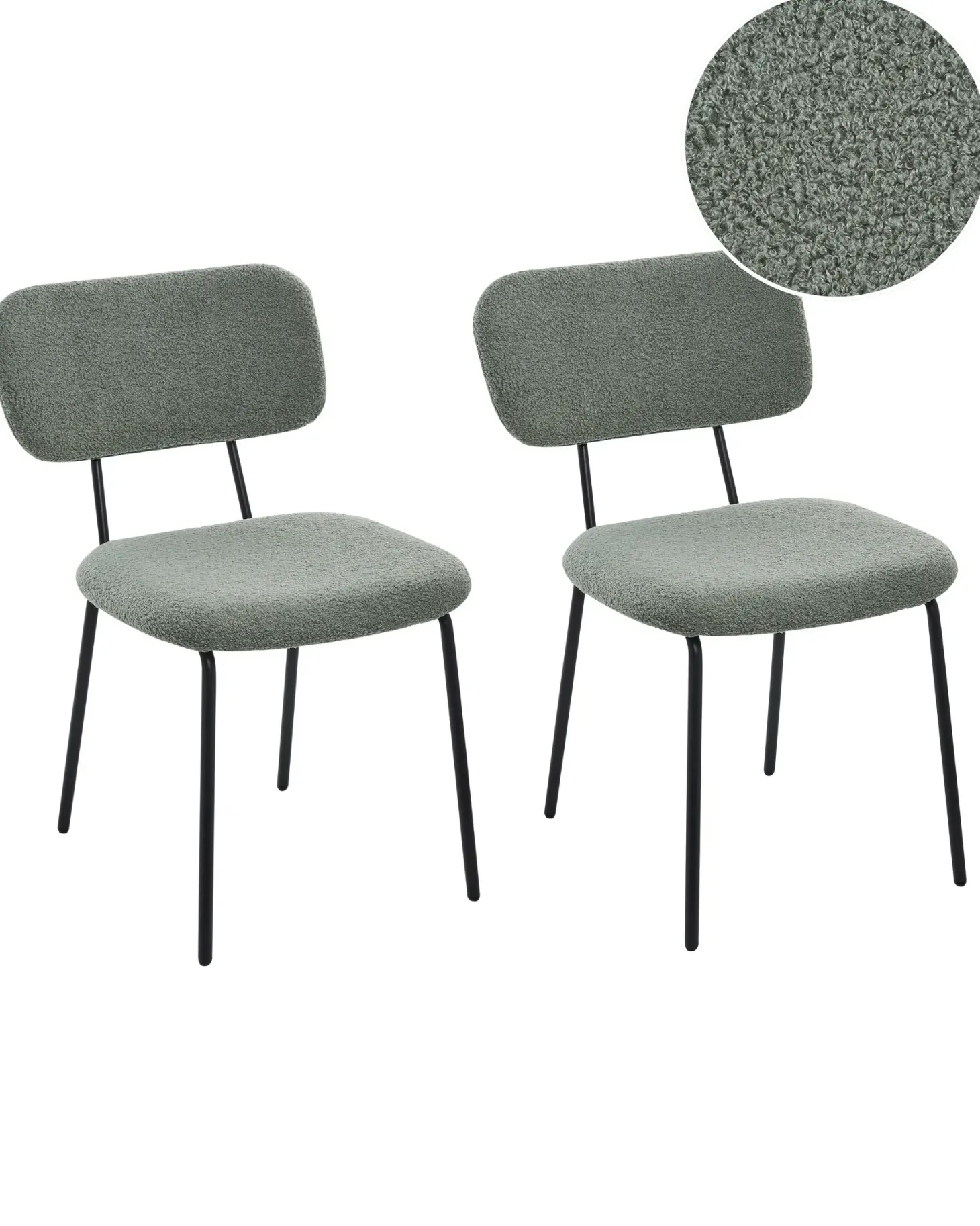 Sæt med 2 stole ADAIR Boucle Lysegrøn