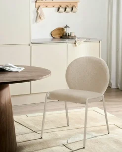 Sæt med 2 stole ELLIE Boucle Lys Beige