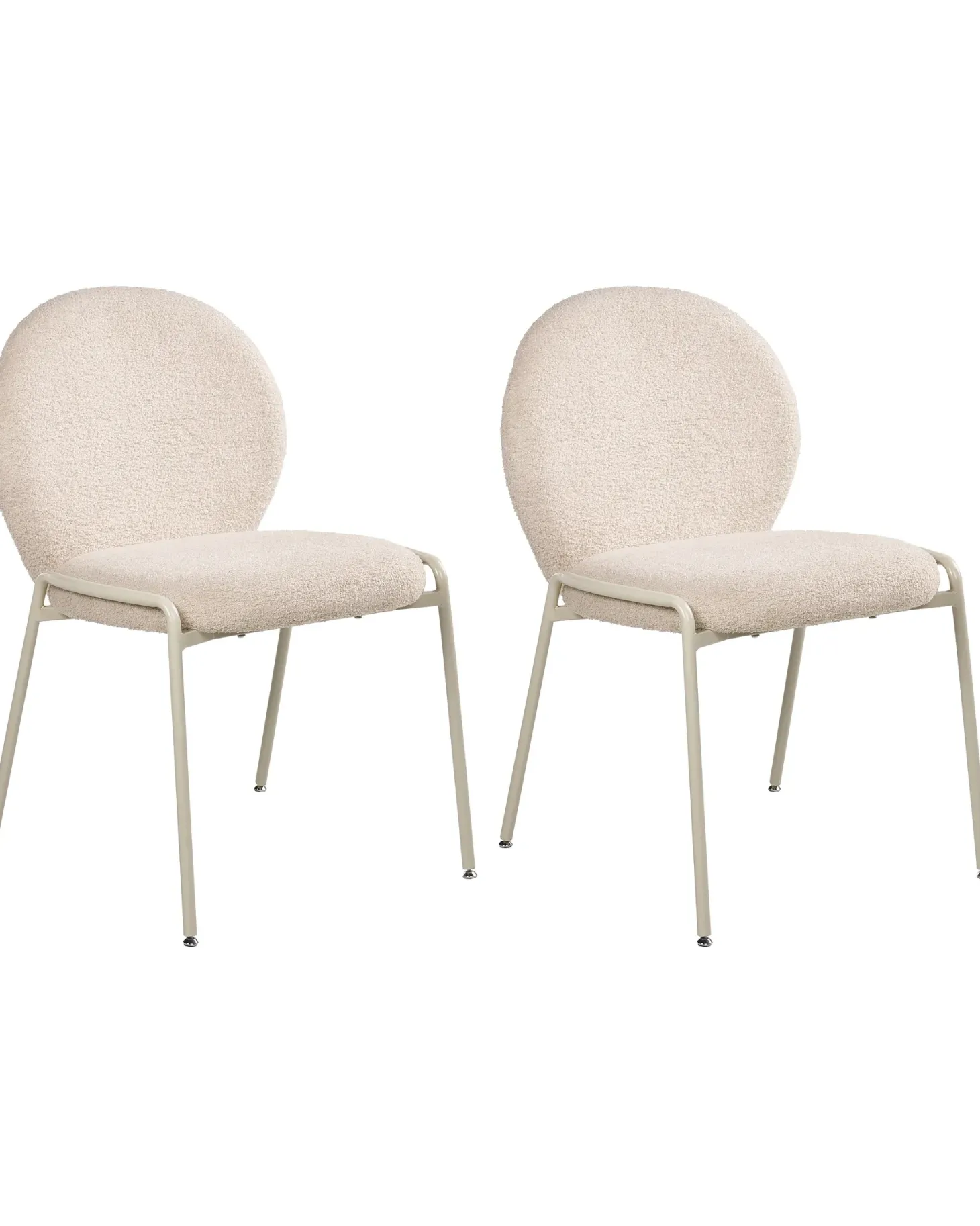Sæt med 2 stole ELLIE Boucle Lys Beige