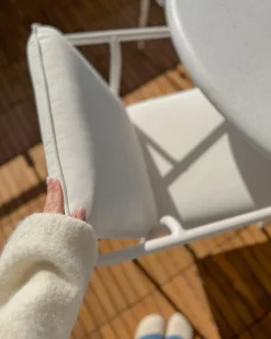 Sæt med 8 stole med puder ASCIANO Metal Hvid