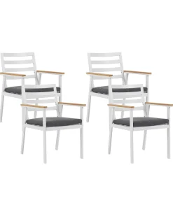 Sæt med 4 stole med puder CAVOLI Metal Grå