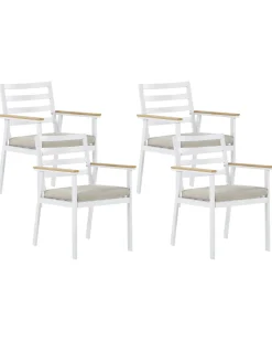 Sæt med 4 stole med puder CAVOLI Metal Beige