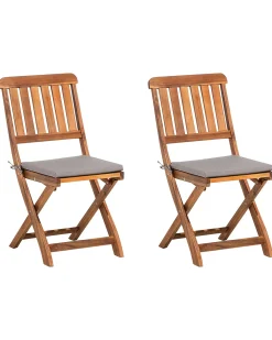 Sæt med 2 stole med puder CENTO Akacietræ Brun